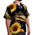 thumbnail image 2 of Crocodile Starry Sky Sunflower Men's Short Sleeve Hawaiian Shirt Button Down Poplin Beach Casual Printed Unisex Summer Tops, 2 of 6
