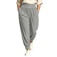 thumbnail image 6 of PWPSG Women's Harem Pants High Waist Button Cuffed Tapered Plus Size Casual Lounge Trousers with Pockets, 6 of 9