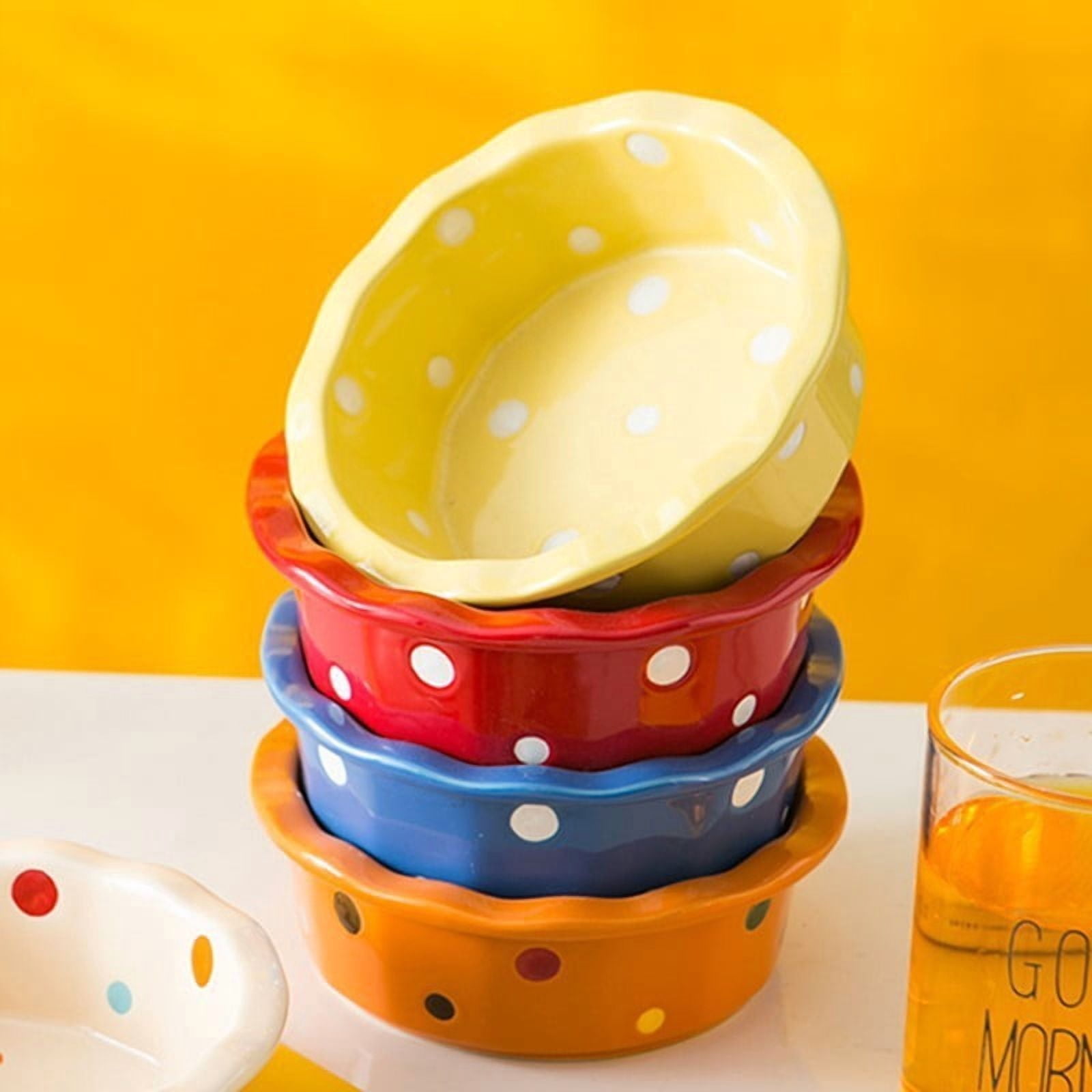 Pet Bowl Cute Ins Storm Dot Ceramic Bowl Dessert Breakfast Bowl Home Cat Dog Bowl Feeding Basin  Cat Caramics Supplies