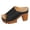 Black, variant on Womens Platform Wedge Sandals Open Toe Leather Slip on Slides Chunky High Heels Dressy Casual Mules Comfortable Shoes Brown Size 9