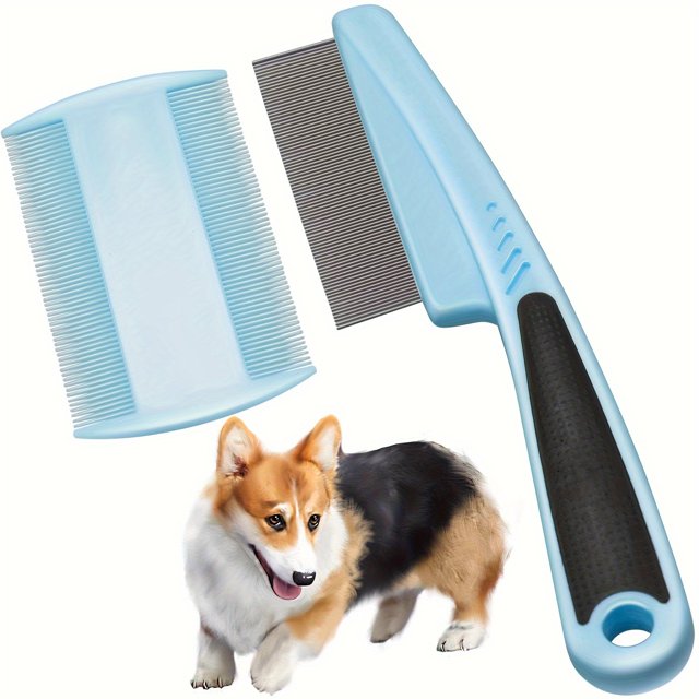 Flea Comb, 2 Pack For Cats And Dogs Flea Comb Fine Tooth Lice Comb Metal Head Comb Tear Stain Removal Comb Pet Grooming Comb For Dogs Cats Small Pets
