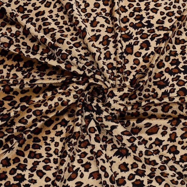 Tela Velboa con estampado de leopardo de 2,1 yardas, 66,9 pulgadas de ancho, color chocolate, poliéster, para coser, manualidades, costura, accesorios de ropa, por yarda.