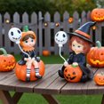 thumbnail image 4 of Decoración de fiesta de Halloween, resina, calabaza, cabeza, esqueleto, bruja, conjunto de decoración, 4 of 5