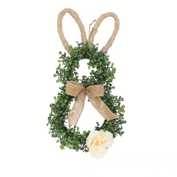 laqbezok Easter Wreath, Front Door Wreath Hanging Pendant Cute Decor, Rabbit Shape Garland for Easter Party Housewarming Home Window, Hallow Ears
