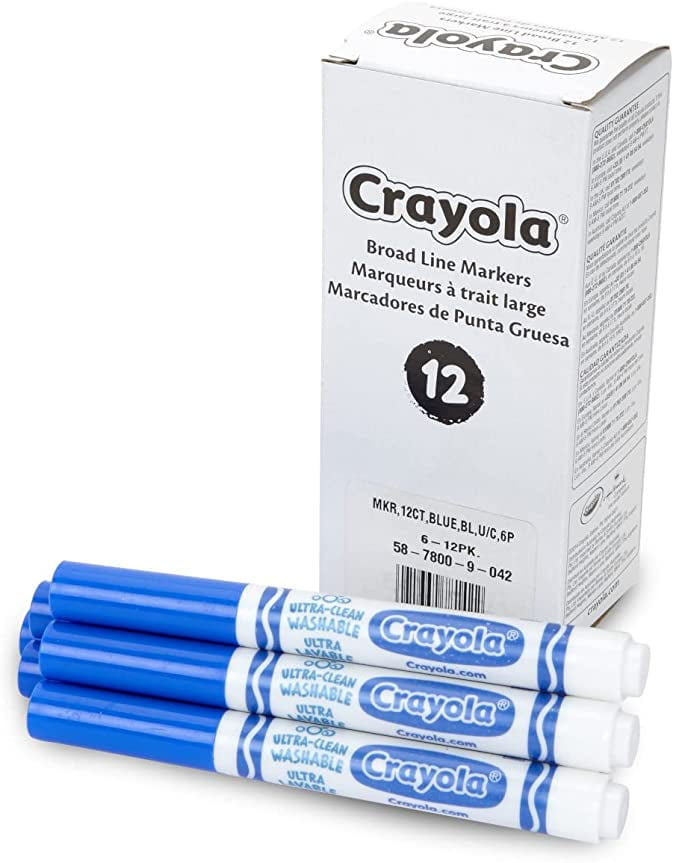 CrayolaBulk Ultra-Clean Washable Markers, Conical Tip, Blue