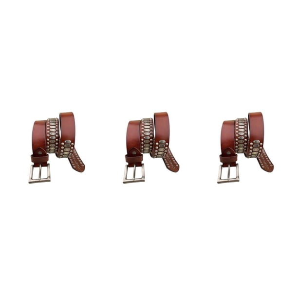 Sonducket PU Diseños frescos y de moda Cinturón de cuero Accesorio imprescindible Comodidad y durabilidad Cinturón punk rojo marrón 125 cm Type1 NO1