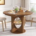thumbnail image 3 of Fsbecl Extendable Wooden Round Dining Table for 4-6, 43.3"-59" Modern Oval Kitchen Table with Storage, Walnut, 3 of 10