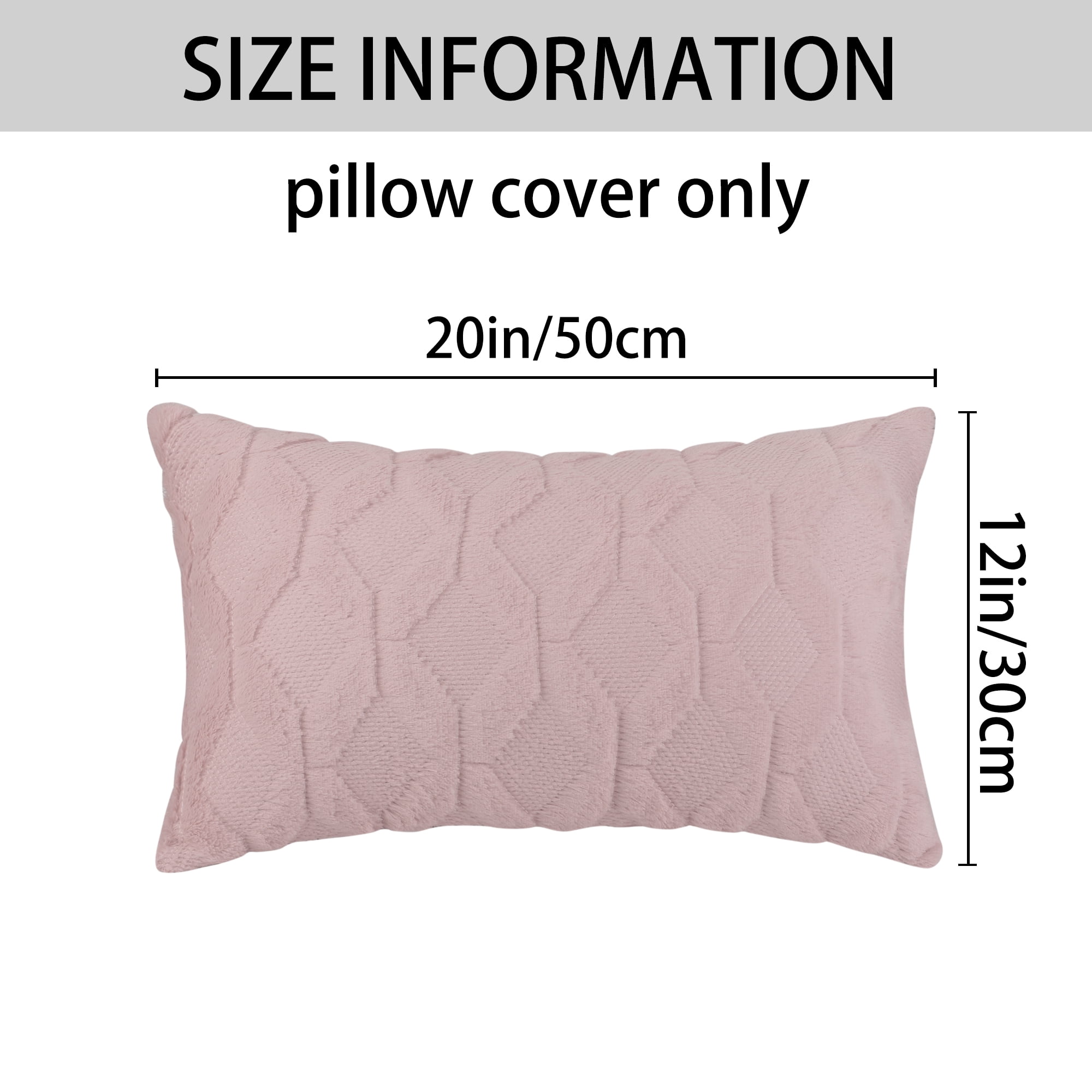 Unique Bargains Short Plush Solid Living Room Decorative Pillow Covers (2 Count) Pink 12" x 20"