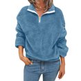 thumbnail image 1 of Gibobby Sudaderas con cremallera Sudadera informal de manga larga con cremallera para mujer con cordón suelto con cremallera de un (Azul, L), 1 of 5