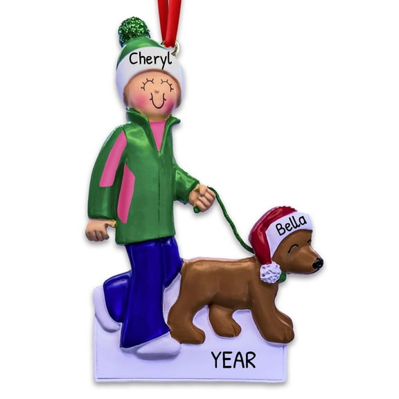 Personalized Dog Ornaments 2024 - a Girl and Her Dog Ornaments for Christmas Tree Love and Friendship Dog Walker Gifts Pet Christmas Ornaments Puppy Ornament Brown Dog Christmas Ornaments by Elves