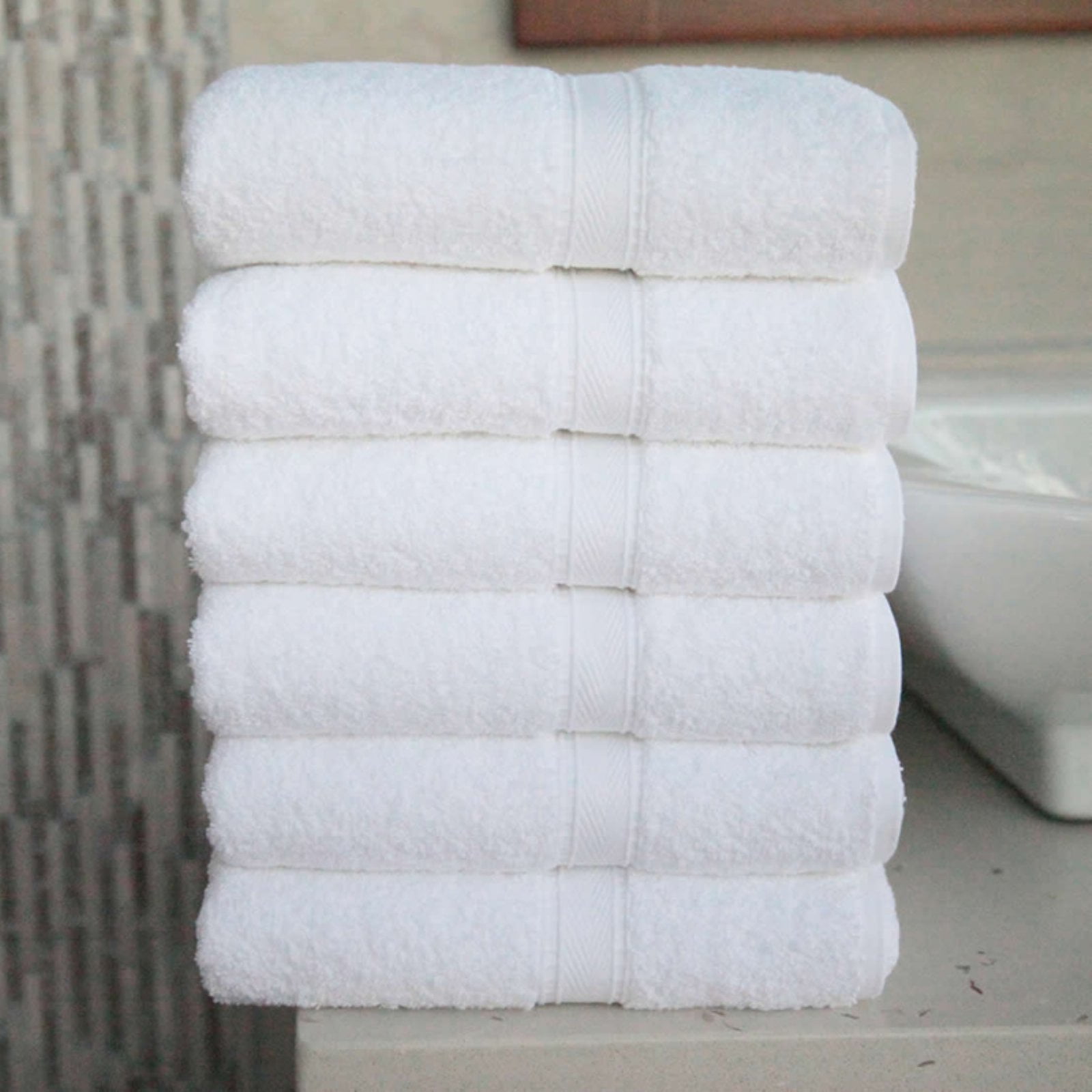Luxury Hotel and Spa Collection Bath Hand Towels Set of 6 100% Turkish Cotton 