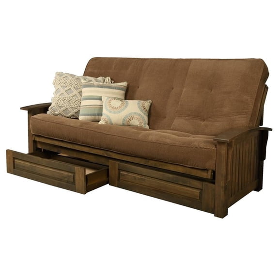 Kodiak Furniture Washington Queen-size Wood Storage Futon-Mocha Brown Mattress