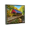 thumbnail image 3 of Stupell Red Covered Bridge Woodland Creek Landscape Photography Gray Floater Framed Art Print Wall Art, 3 of 6