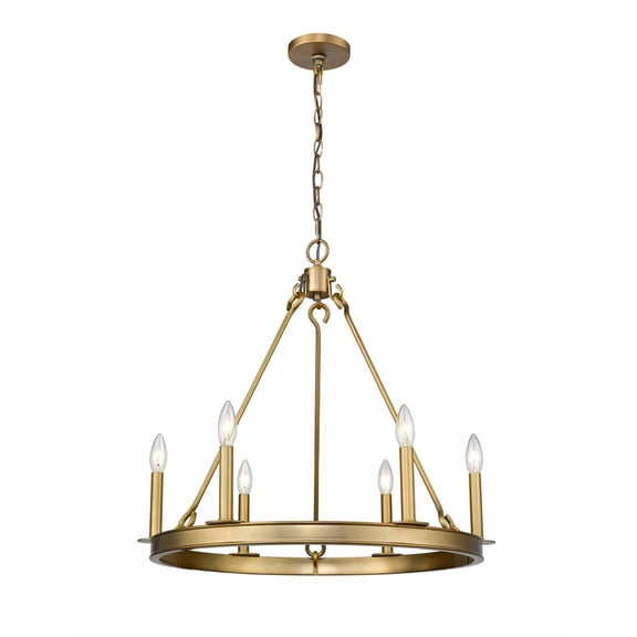 Z-Lite Barclay 6 Light 25" Round Steel Chandelier in Olde Brass