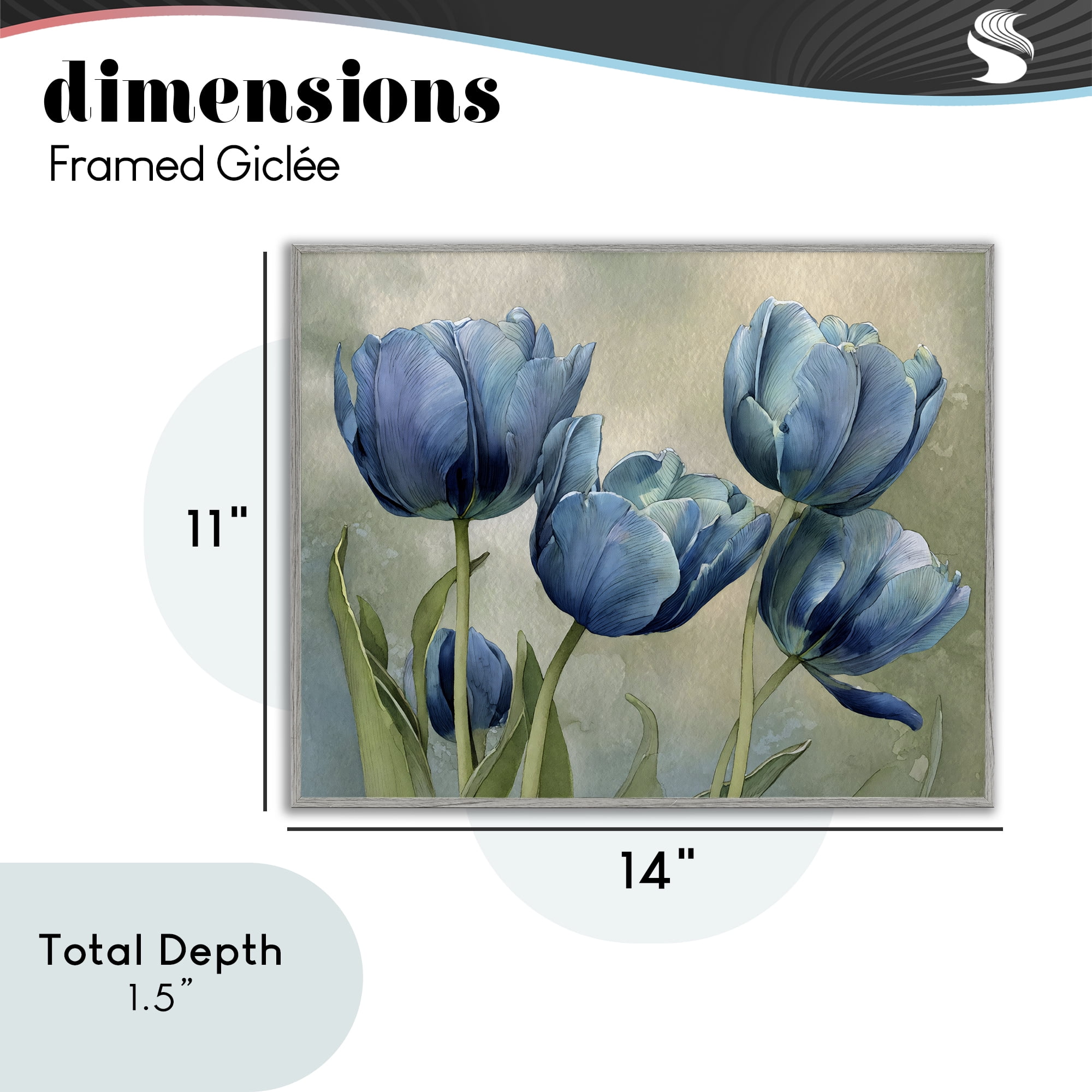 Stupell Industries Drawn Blue Tulip Flowers Gray Framed Giclee Art, design by Franklyn Gregory