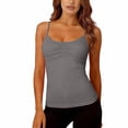 thumbnail image 4 of Aoiroe Womens U Neck Shapewear Built-in Bra Tank High Strechy Sleeveless Slim Fit Tops Camisole Workout Tops Gray L, 4 of 9