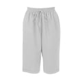 thumbnail image 5 of Women's 2026 Summer Cotton Linen Capris Elastic Drawstring High Waist Loose Casual Cropped Beach Pants White 3XL, 5 of 7