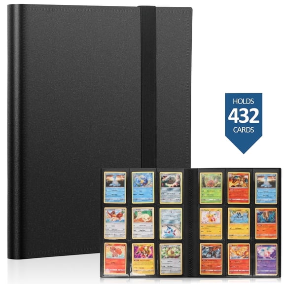 Tecfino Card Binder 9 pocket Trading Card Collection Binder PU Cover Card Book Card Album for 432 Cards Side Loading Pocket Binder for Sports&Game Cards
