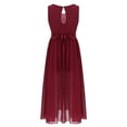 thumbnail image 3 of YONGHS Big Girls V Neck Maxi Romper Dress Pageant Birthday Party Formal Gown A Burgundy 12, 3 of 7