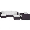 thumbnail image 3 of Modway Convene 6-Piece Aluminum and Rattan Patio Sectional Set in Espresso/White, 3 of 9