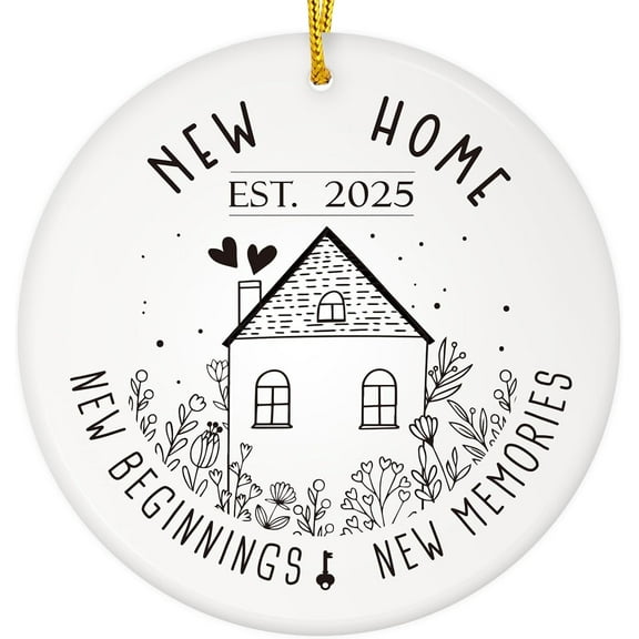 WaaHome New Home Christmas Ornament 2025-3'' Ceramic New House Ornament New Beginning House Warming Gifts Presents with Gift Box for Women Couple First Home Together Newhouse Owners