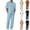 Sky Blue, variant on Frnrwgo Men's 2 Piece Casual Set Short Sleeve Lapel Shirts and Drawstring Elastic Waist Pants Quick Dry Breathable Summer Outfits