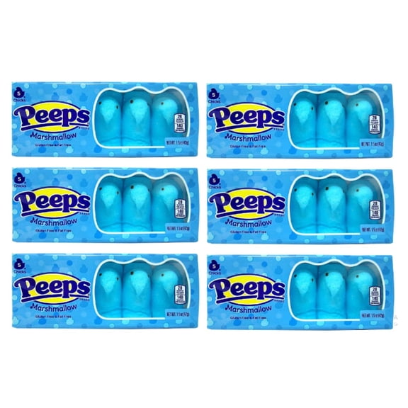 Blue Easter Marshmallow Candy Chicks, 5 Count per pack, Treats for Easter Baskets and Party Decorations - Part of 4