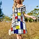 thumbnail image 5 of ¿Mondrian Minimalista De Estilo Arte Moderno? Vestido de manga corta Epitomegirl Vestido de verano Vestido de diario Verano Mujer, 5 of 8