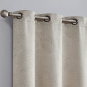 WARM HOME DESIGNS Pair of 2 Textured 37" x 84" Inch Beige Color Blackour Curtain Panels with Embossed 3D Leaves. All Room Darkening Drapes Include 2 Matching Tie-Backs.