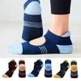 thumbnail image 1 of Cheers.US 1Pair Non-slip Towel Bottom Combed Cotton Yoga Socks Yoga Socks for Women Non-Slip Grips & Straps Ideal for Pilates Pure Barre Ballet Dance Barefoot Workout, 1 of 7