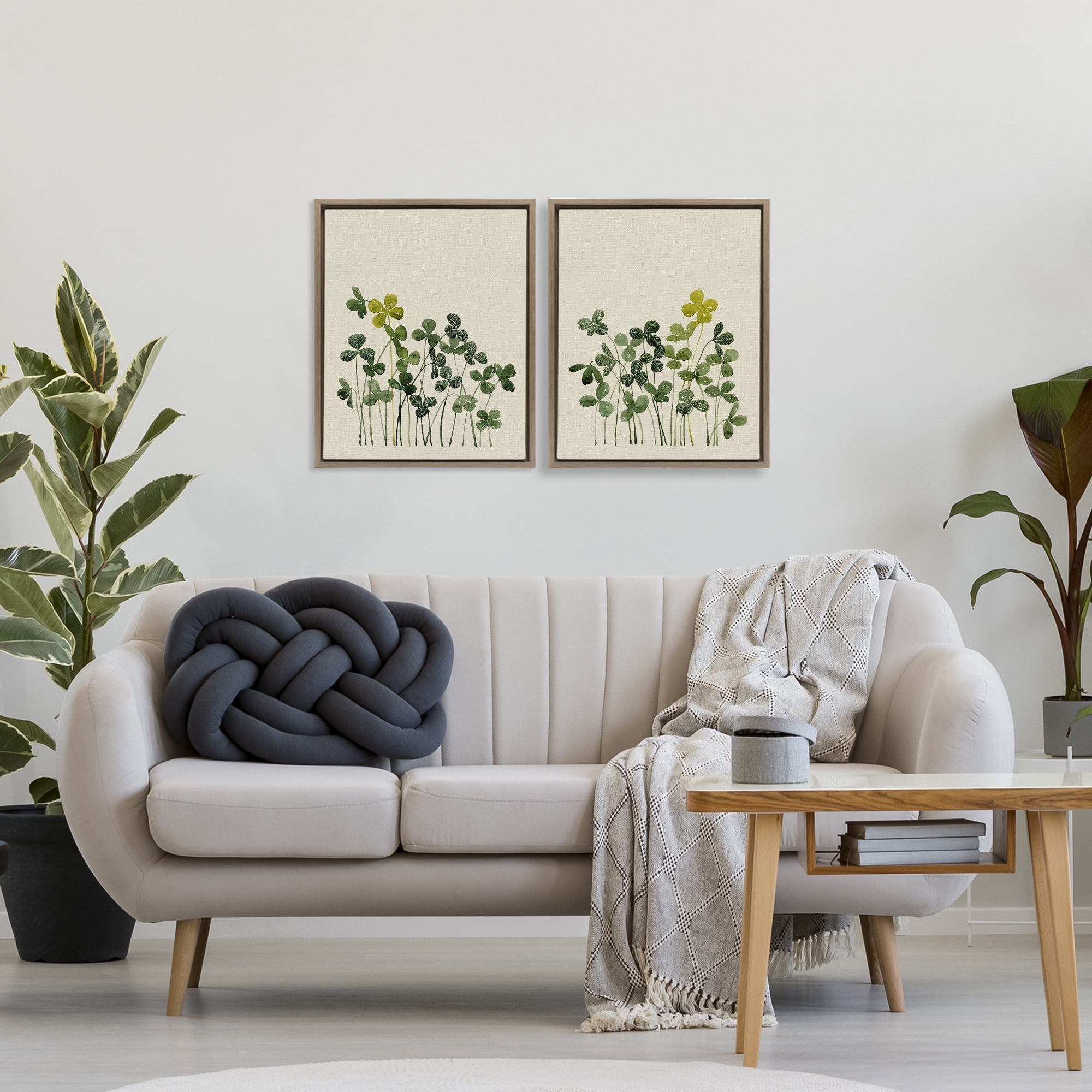 Minimal Hidden Gems 2 Piece Brown Framed Floater Canvas Set, design by Grace Popp