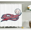 Sports Decor Shower Curtain Set, Baseball Ball Sporting Pastime National Sport Athletic Entertainment, Bathroom Accessories, 69W X 70L Inches, By Ambesonne
