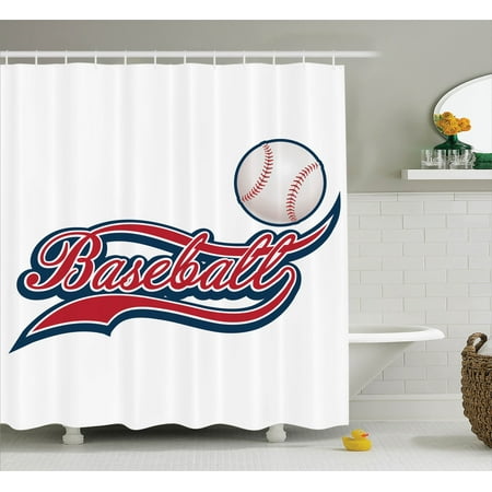 Sports Decor Shower Curtain Set Baseball Ball Sporting Pastime Sports Decor Shower Curtain Set Baseball Ball Sporting Pastime National Sport Athletic Entertainment Bathroom
