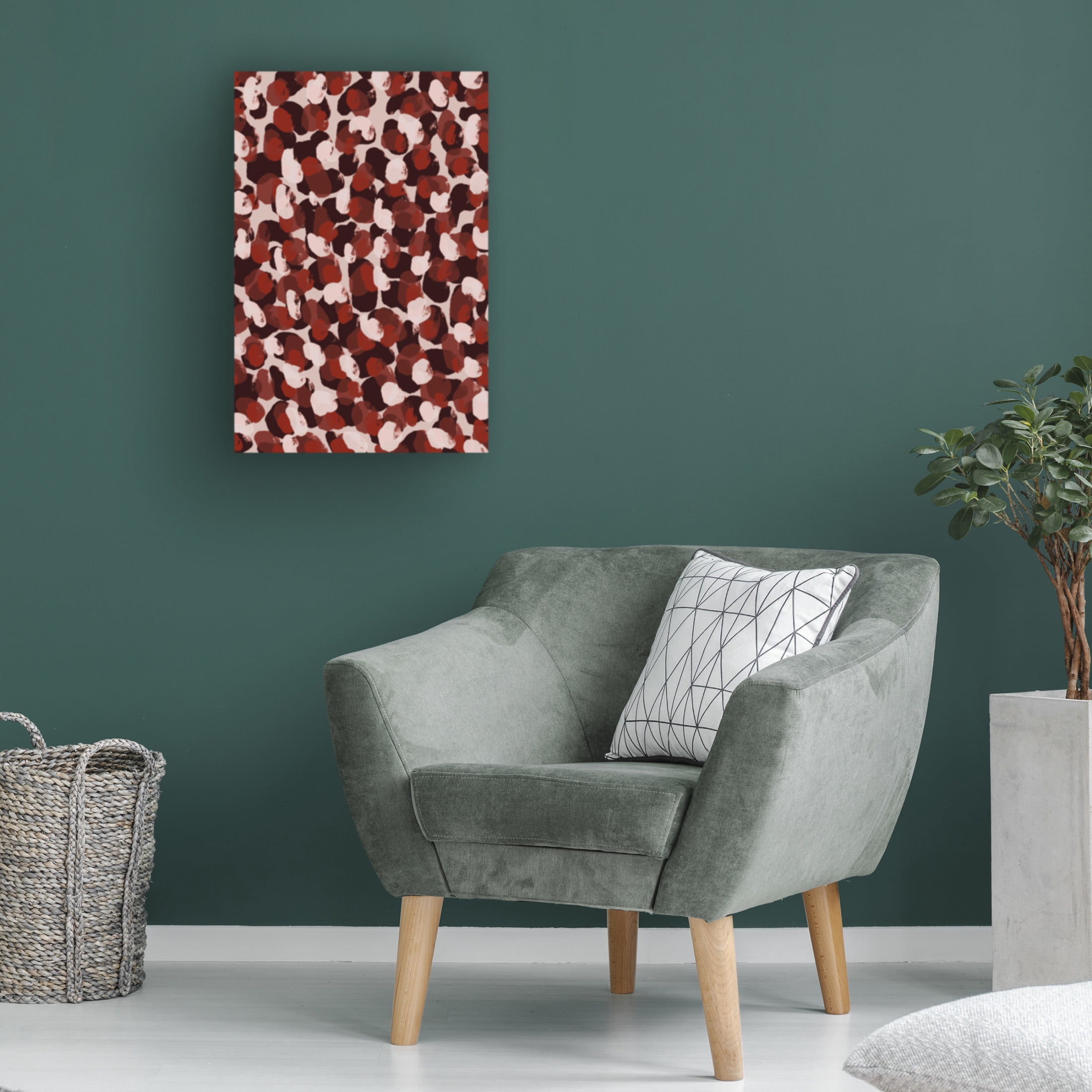 Canvas Wall Art - Treechild 'Red Beige Brown Dots Pattern' Wall Art for Living Room, Bedroom, or Office D?cor by Trademark Fine Art - 16 x 24 Inches