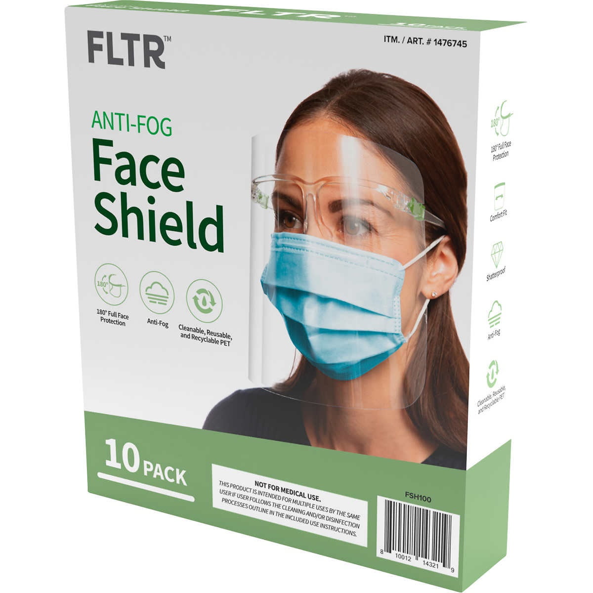 10 Face Shield Anti-Splash Protection Cover 10 CRYSTAL CLEAR Face Shields 