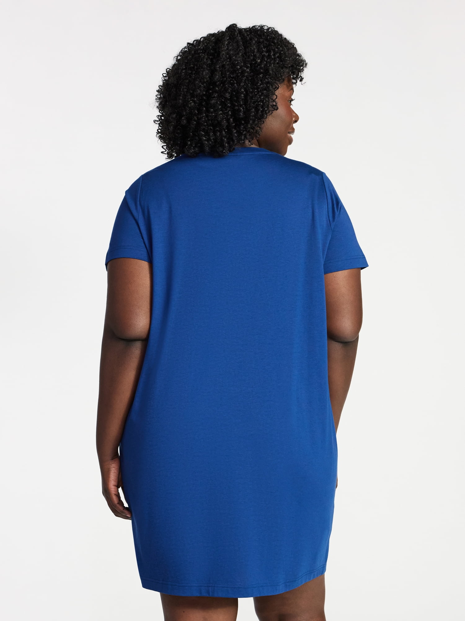 Terra & Sky Women's Plus Size Pocket T-Shirt Dress with Short Sleeves, Sizes 0X-5X