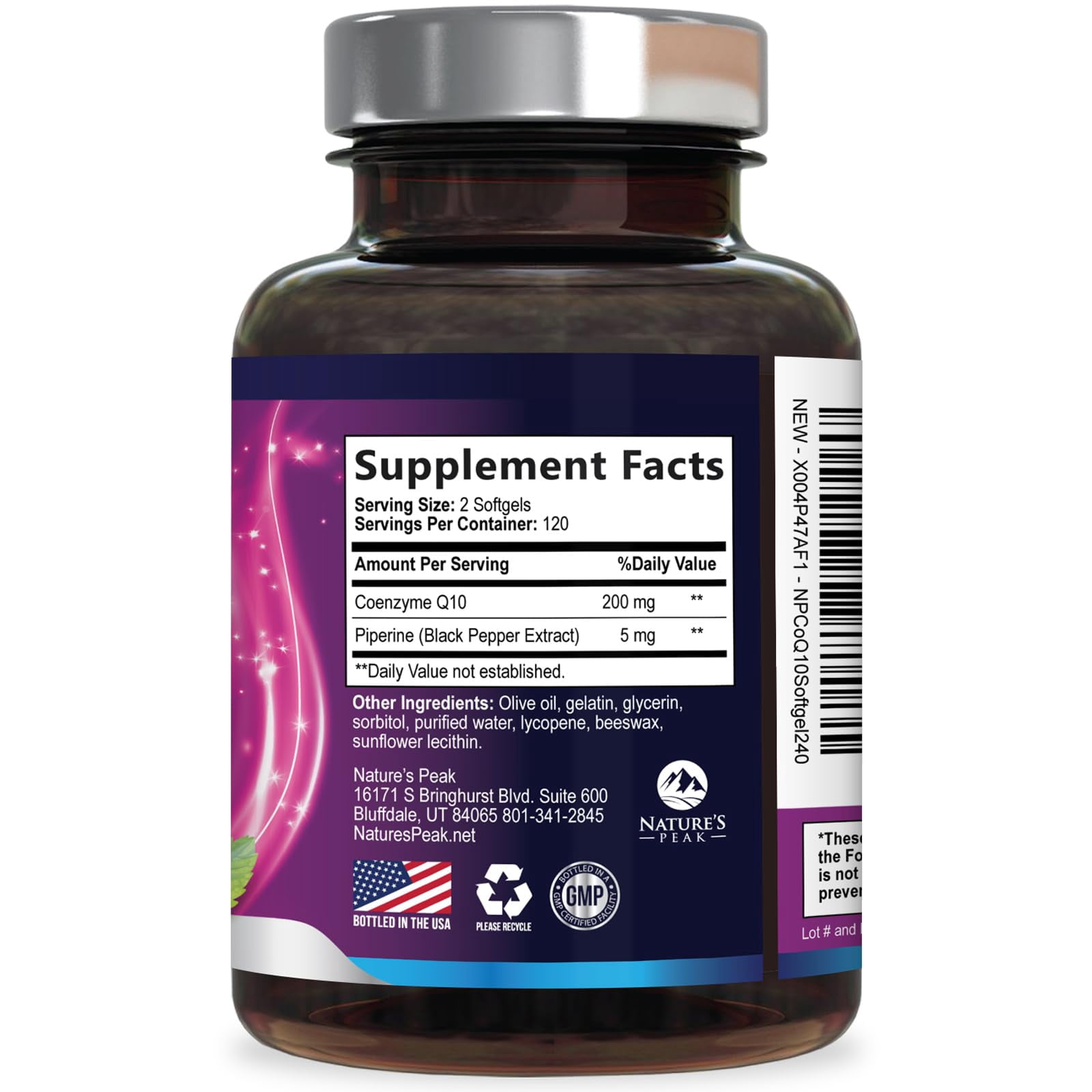 CoQ10 Softgels - Ultra High Absorption Coenzyme Q10 200mg Per Serving - Co Q 10 Softgel Supplement With Black Pepper, Energy & Heart Support Antioxidant - for Women & Men, Bottled USA - 240 Softgels