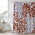 thumbnail image 4 of Brown Grey Floral Bathroom Shower Curtains with 12 Hooks Polyester Waterproof Shower Curtain for Stalls and Bathtubs Vintage Abstract Art Farmhouse Decorative Bathroom Privacy Curtain 54x78 Inches, 4 of 9