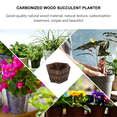 thumbnail image 3 of HEATSHAKING 1Pc Solid Color Wooden Succulent Planter Creative Carbonized Flower Pot for Yard Decoration, 3 of 5