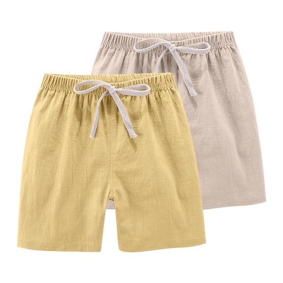 Cethrio Boys Athletic Shorts, Casual 2 Piece Sports Elastic Waist Summer Shorts Khaki Size 8-9 T