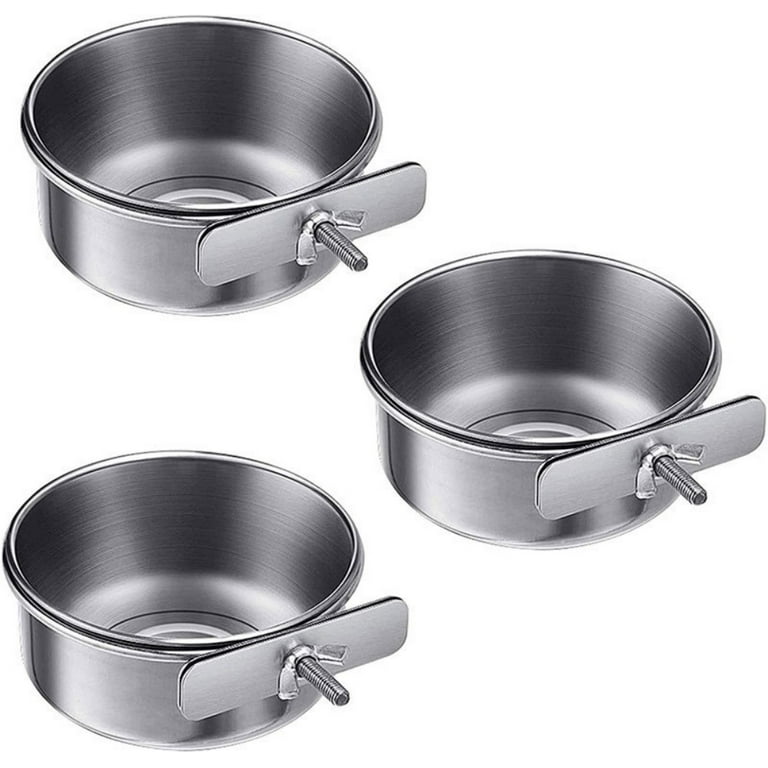 Bird cage food and water dishes top