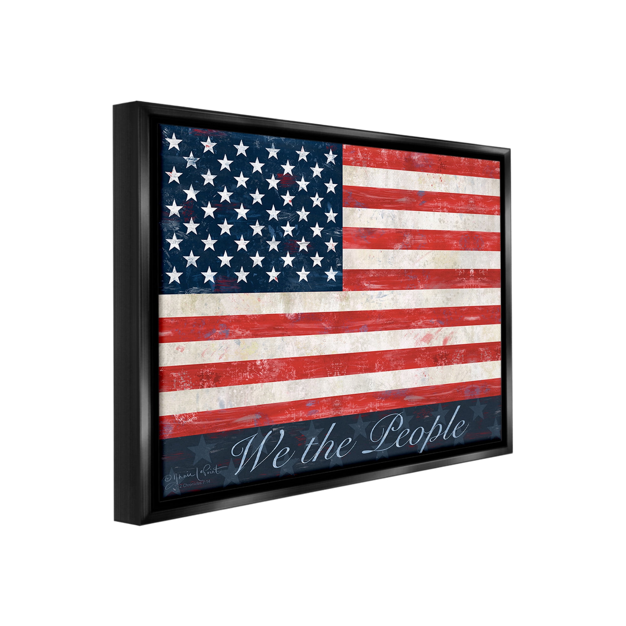 Stupell Industries We The People Flag Typography Painting Black Floater Framed Canvas Art Print Wall Art, 31 x 25