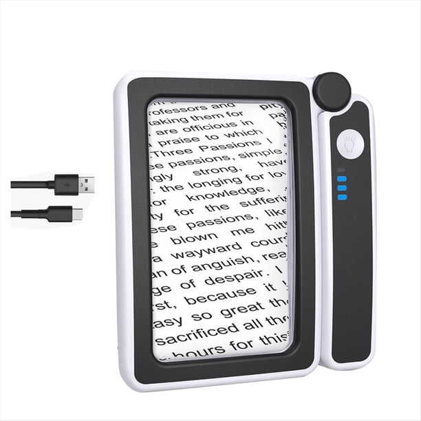 Lupa Grande 4X con Luz para Lectura, Lupa Iluminada con 10 Lupas de Mano Plegables LED para Personas Mayores