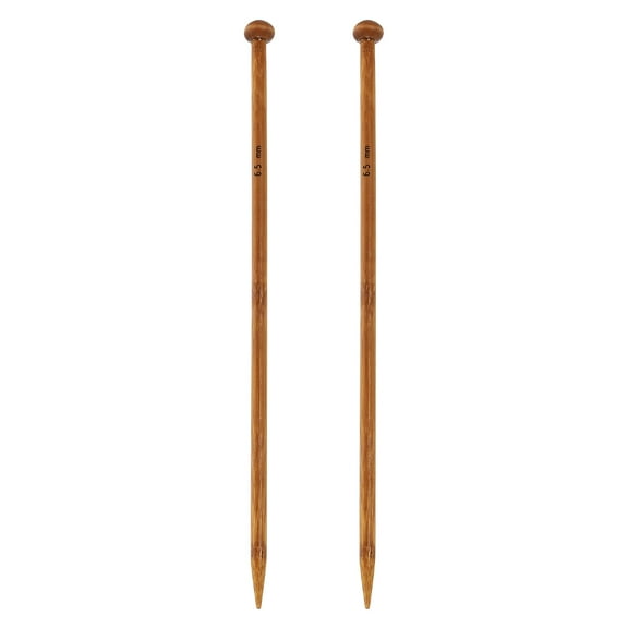 2Pcs 6.5mm Bamboo Knitting Needle Straight Single Pointed 10 Inch Long