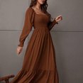 thumbnail image 4 of Vestido informal de verano para mujer, escote cuadrado con volantes, cintura alta, vestidos de cóctel para fiesta, regalo para mujer, 4 of 6