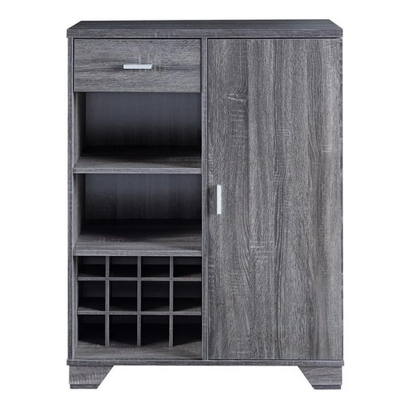 Bowery Hill Modern Wood 12-Bottle Buffet in Dark Gray
