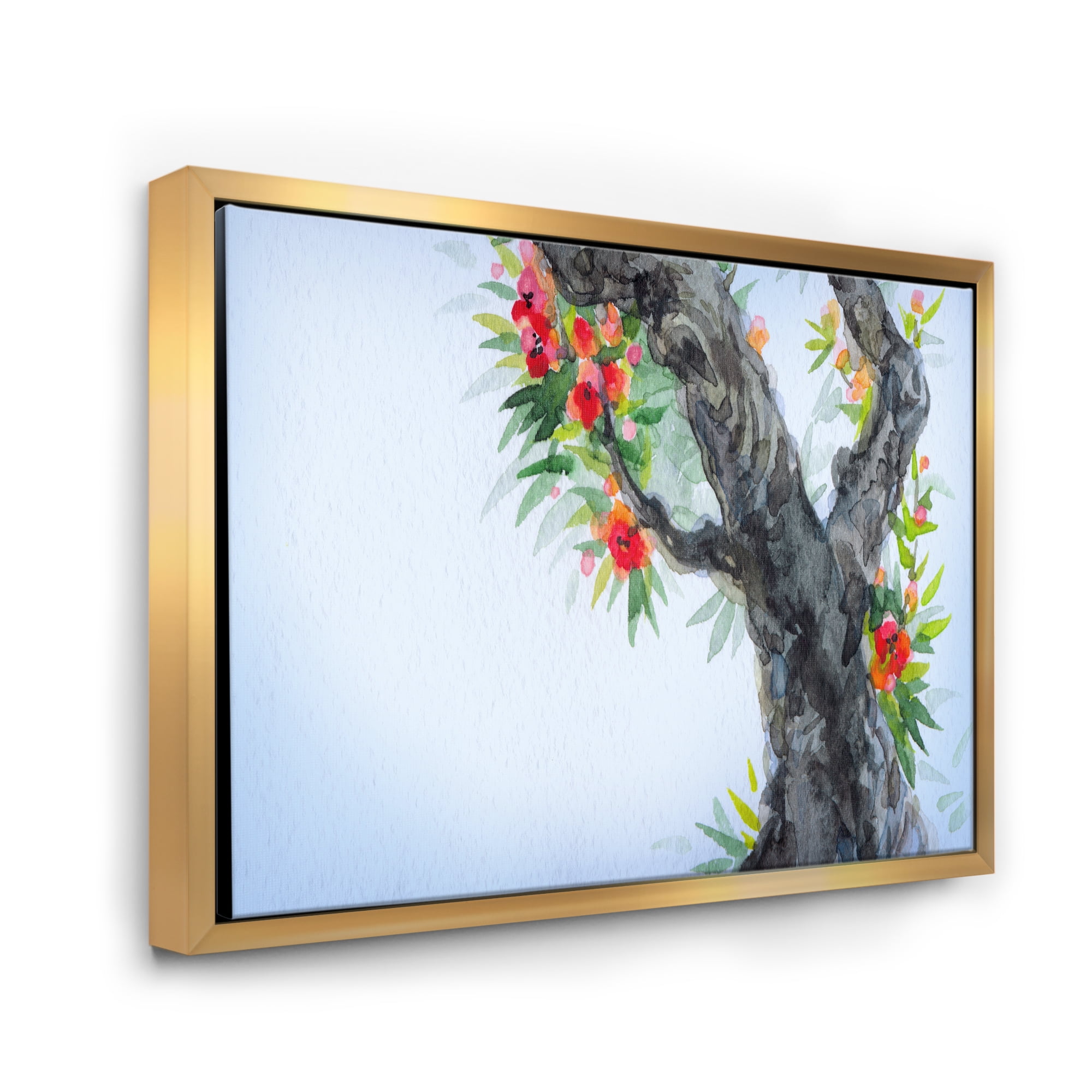 Designart 'Blooming Flowers Of An Old Tree In Spring I' Traditional Framed Canvas Wall Art Print
