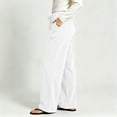 thumbnail image 6 of Sokhug Women Ribbed Knit Wide Leg Pants Drawstring Elastic Waist Casual Trousers With Patch Pockets Casual Solid Color Lounge Trousers, 6 of 7
