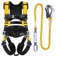 thumbnail image 1 of WHITEDEW Fall Protection Premium Safety Harness with Shock Absorbing Lanyard, Vented & Padded Shoulder, Legs & Back - Upgrade 4 Quick Buckles (Yellow, 1 of 8