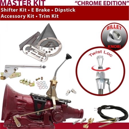 American Shifter C4 Shifter Kit Chrome 8 in. E Brake Cable Clevis Trim Kit Dipstick for ECFCC
